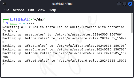 Resetting Firewall Configuration